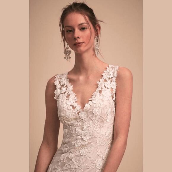 BHLDN Anthropologie Liesel Gown Lace Reversible Ivory/Nude Lining US 14 NWT - Picture 5 of 12